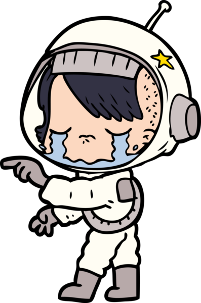Bir insan tarafından çizilmiş ağlayan astronot kız.