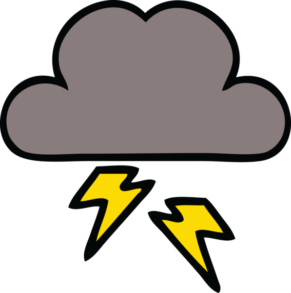 Bir insan tarafından çizilmiş fırtına bulutunun sevimli karikatürü.