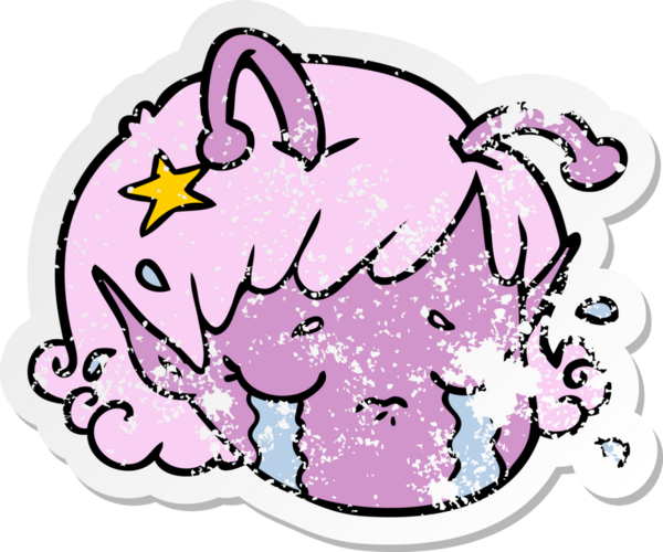 Uzaylı bir kızın karikatürdeki kederli yüzü bir insan tarafından çizilmiş.