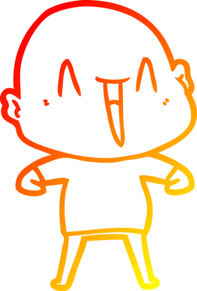 Bir insan tarafından çizilmiş mutlu, kel bir adamın sıcak çizgi çizimi.