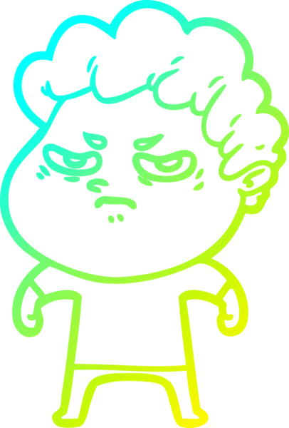 Bir insan tarafından çizilmiş kızgın bir adamın soğuk çizgi çizimi.