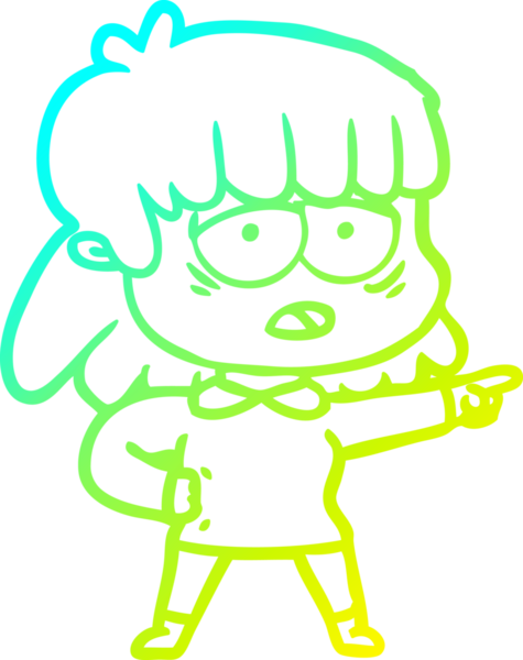 Bir insan tarafından çizilmiş, karikatür çizen, yorgun bir kadın.