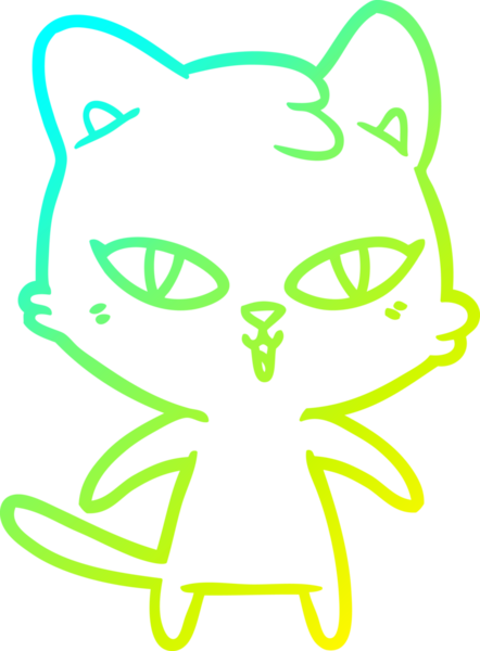 Bir insan tarafından çizilen çizgi film kedisinin soğuk gradyan çizgisi.