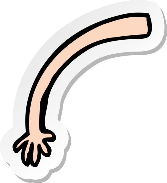 Bir insan tarafından çizilmiş karikatür kol jestinin çıkartması.