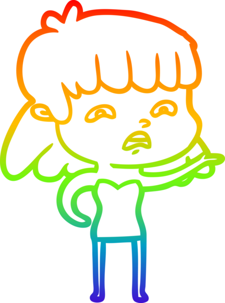 Gökkuşağı gradyan çizimi Bir insan tarafından çizilmiş endişeli bir çizgi kadın