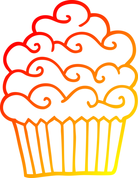 Bir insanın çizdiği vanilyalı kekin sıcak gradyan çizgisi