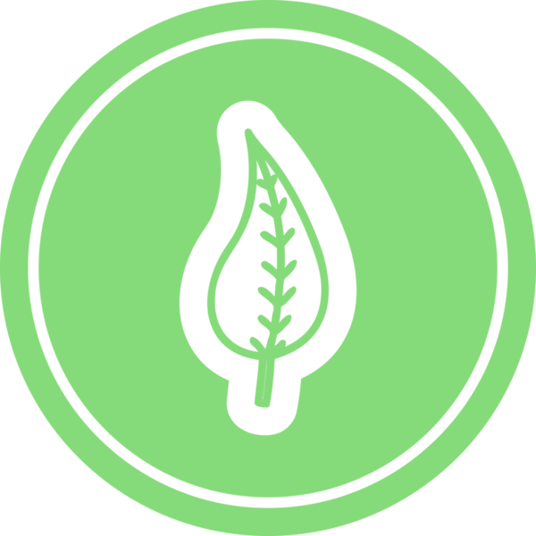 Bir insan tarafından çizilmiş doğal yaprak dairesel simgesi