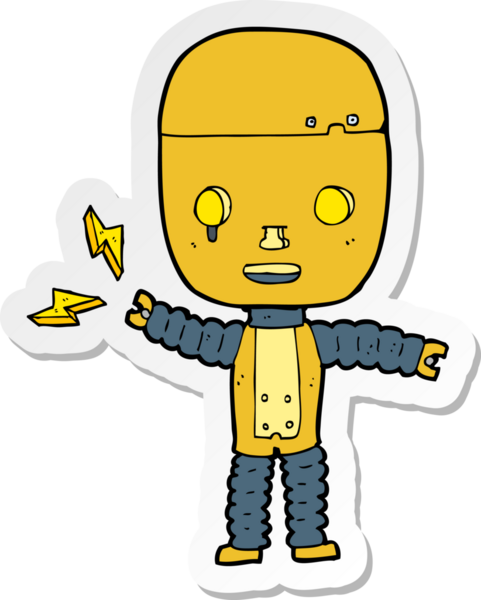 Bir insan tarafından çizilmiş robot karikatür çıkartması.