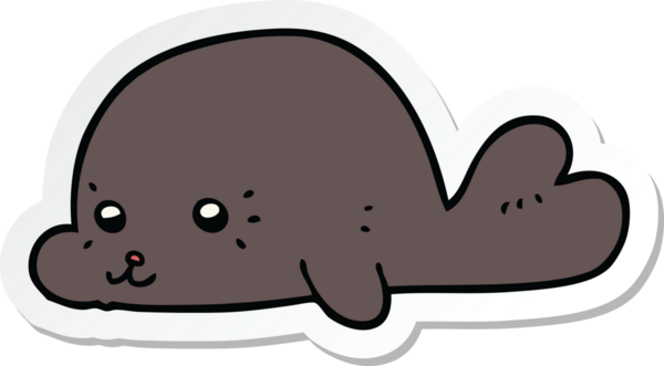 Bir insan tarafından çizilmiş karikatür bebek foku çıkartması.