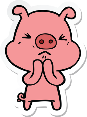 Bir insan tarafından çizilmiş huysuz bir domuzun çıkartması.