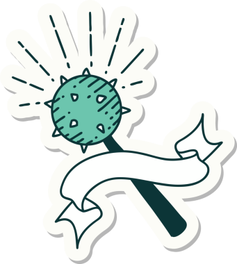 Bir insan tarafından çizilmiş bir dövme stili ortaçağ topuzu.