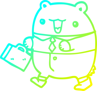 Bir insan tarafından çizilmiş şirin bir çizgi film iş ayısının soğuk gradyan çizimi