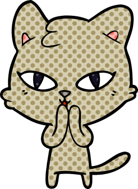 Bir insan tarafından çizilmiş çizgi film kedisi.