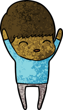 Bir insan tarafından çizilmiş mutlu çizgi film çocuğu.