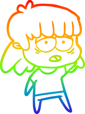 gökkuşağı gradyan çizgi çizimi bir insan tarafından çizilmiş yorgun bir kadın