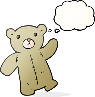 Bir insan tarafından çizilmiş serbest çizim balon karikatür oyuncak ayısı.