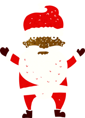 Bir insan tarafından çizilmiş huysuz Noel Baba çizgi filmi.