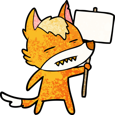 Bir insan tarafından çizilmiş protestolu çizgi film karakteri.