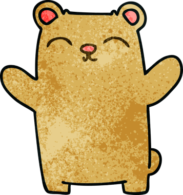 Bir insan tarafından çizilmiş garip bir çizgi film ayısı.