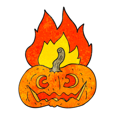 Bir insan tarafından çizilmiş alevli cadılar bayramı balkabağı deseni.