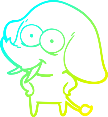 Bir insan tarafından çizilmiş mutlu bir filin soğuk gradyan çizgisi.