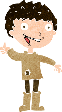 Bir insan tarafından çizilmiş heyecanlı bir çocuk.