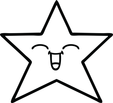 Bir insan tarafından çizilmiş altın yıldızın çizgi çizimi.