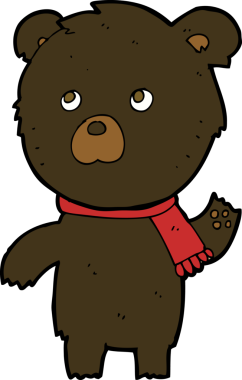 Bir insan tarafından çizilmiş şirin siyah ayı.