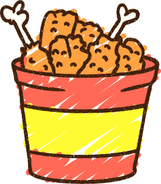 Bir insan tarafından çizilmiş kızarmış tavuk tebeşiri.