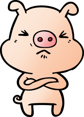 Bir insan tarafından çizilmiş kızgın domuz çizgi filmi.