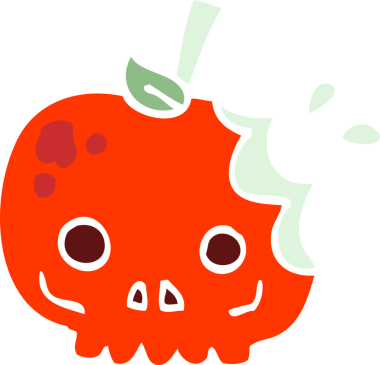 Bir insan tarafından çizilmiş düz renkli çizim kırmızı zehirli elma.