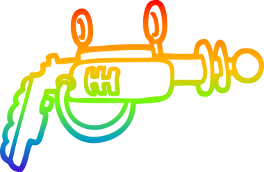 Bir insan tarafından çizilmiş karikatür ışın tabancasının çizimi