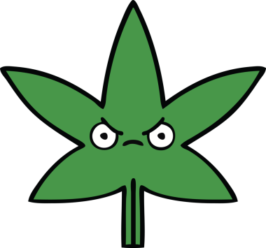 Bir insan tarafından çizilmiş marihuana yaprağı karikatürü.
