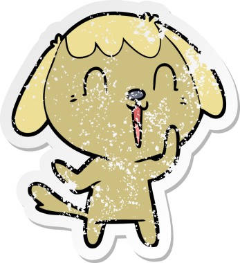 Bir insan tarafından çizilmiş şirin bir köpeğin sıkıntılı çıkartması.