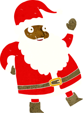 Bir insan tarafından çizilmiş komik bir Noel Baba çizgi filmi.