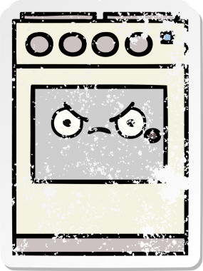 Bir insan tarafından çizilmiş şirin bir mutfak fırınının sıkıntılı çıkartması.