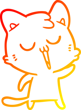 Bir insan tarafından çizilmiş çizgi film kedisinin sıcak çizgi çizimi