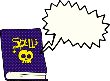 Bir insan tarafından çizilmiş serbest çizilmiş çizgi roman konuşma balonu büyü kitabı.