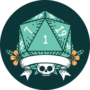 Bir insan tarafından çizilen bir d20 zar atma ikonu