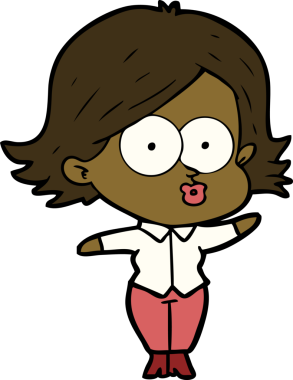 Çizgi film kızı somurtuyor bir insan tarafından