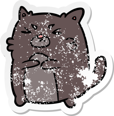 Bir insan tarafından çizilmiş kızgın bir kedinin sıkıntılı çıkartması.