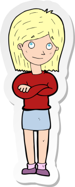 Bir insan tarafından çizilmiş, karikatür dostu bir kızın çıkartması.