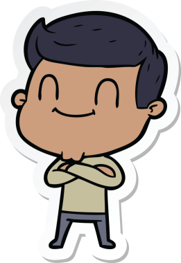 Bir insan tarafından çizilmiş, karikatür dostu bir adamın çıkartması.