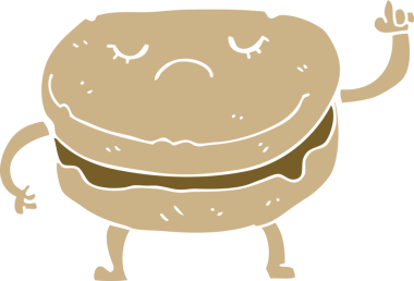 Bir insan tarafından çizilmiş düz renkli çizgi film bisküvisi