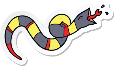 Bir insan tarafından çizilmiş tıslayan yılan çizgi film etiketi.