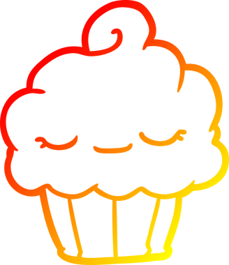 Bir insan tarafından çizilmiş komik bir kekin sıcak gradyan çizgisi