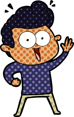 Bir insan tarafından çizilmiş çizgi film bakışlı adam.