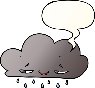 bir insan tarafından çizilmiş, konuşma baloncuklu çizgi film yağmur bulutu.