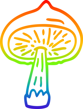 gökkuşağı gradyan çizgi çizimi bir insan tarafından çizilmiş mantar karikatürü