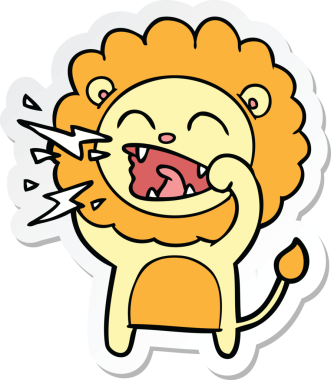 Bir insan tarafından çizilmiş kükreyen aslanın çıkartması.